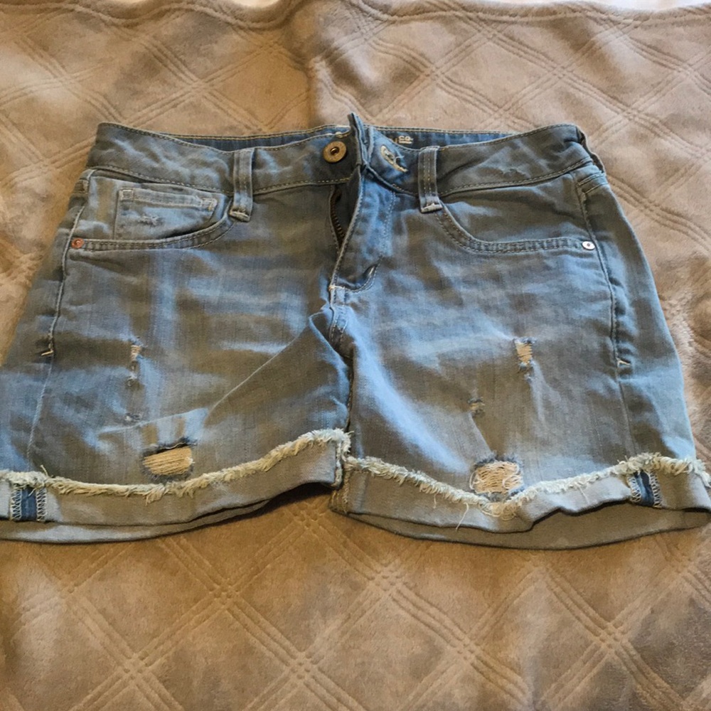 Light blue denim shorts